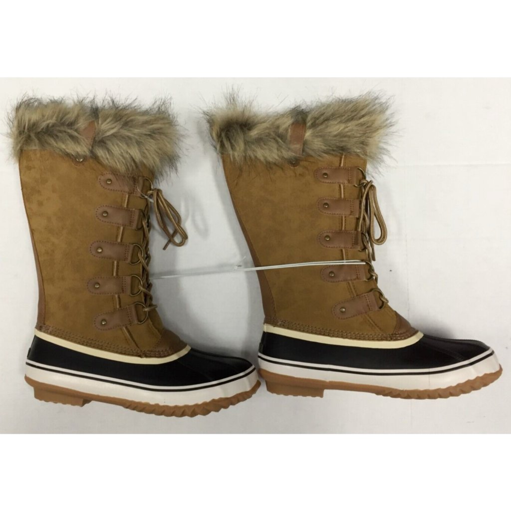 Jbu Jambu Bella Faux Fur Trim Cozy Duck Snow Rain Boots Tan Size 11